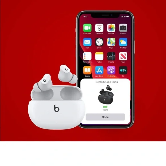 New! - White - Beats Studio Buds - True Wireless Headphones W/ ANC